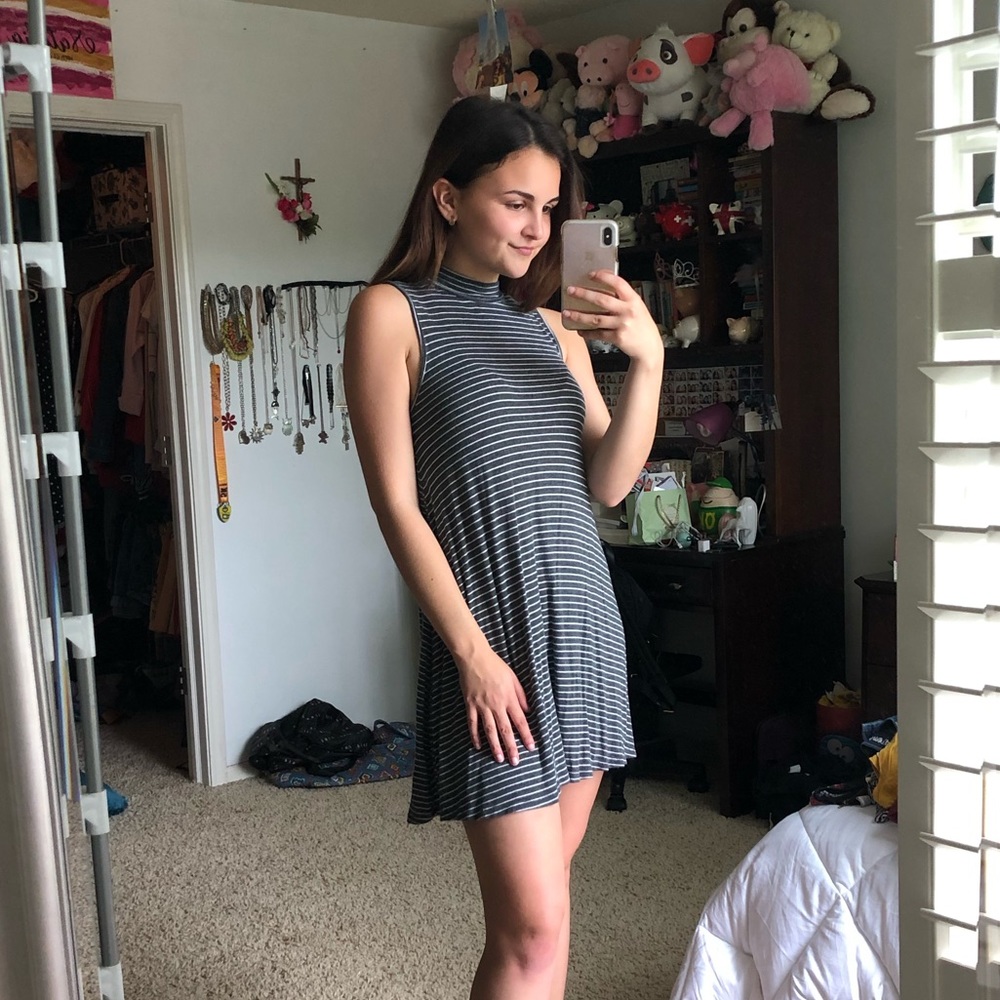 gray striped dress